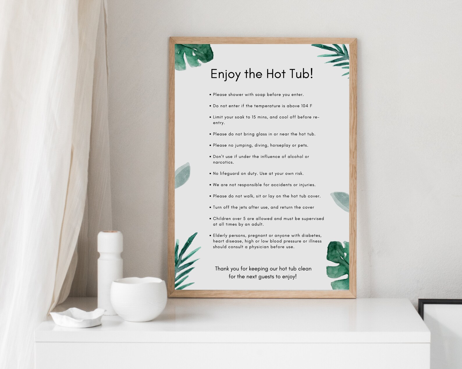 Hot Tub Sign Hot Tub Rules Airbnb Vacation Rental Spa Sign Airbnb