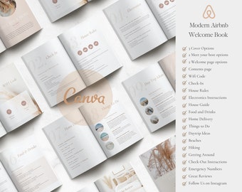 Modèle Canva de livre de bienvenue Airbnb moderne (téléchargement numérique), mise à jour 2026