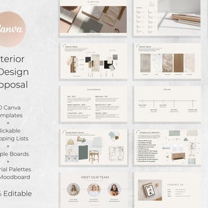 Modelo de Proposta de Design de Interiores | Modelo Canva para Designers | Apresentação para Cliente | Moodboard | Folha de Especificações Digital | Design de Interiores