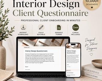 Interior Design Client Questionnaire | Editable Intake Form (Digital Download)