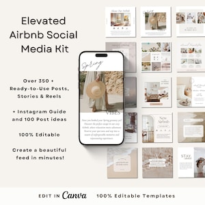 Kit de redes sociales de Airbnb: más de 350 plantillas de Instagram, Pinterest y Facebook (editables en Canva), actualización de 2026