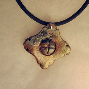 Raku Ceramic Pendant and Leather Necklace