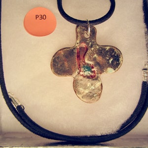 Raku Ceramic Pendant and Leather Necklace