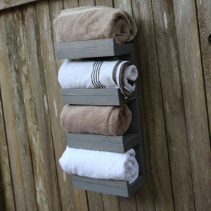 Bathroom Towel Rack with lips, 4 Tier Bath Storage, Towel Rack, Floating Shelf, Hotel Style, Rustic bathroom towel rack, Bathroom shelf
