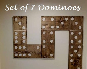 Set of 7, 21" GIANT dominoes, Large wooden domino, Large wood wall art, Domino Wall Sign, Game Room, Man Cave wall art