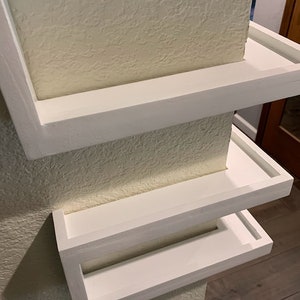Set of 3: Kitchen corner custom shelves with lips, Floating Wrap Around Wall Shelves, Custom Wooden Kitchen Organizer image 3