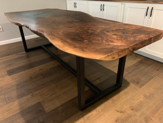 Large Live Edge Dining Table 96 Inch Long 8 10 Seats Black