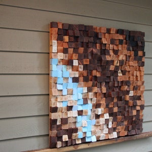 30x30 Reclaimed Wood wall Art, Woodburning Wood mosaic, Geometric art, Wood wall art , Rustic Wood wall Art, Wood wall sculpture Abstract