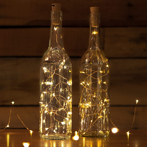 Solar LED Fairy String Lamp Wine Bottle Copper Cork Lights Wire Party 10/20LED 