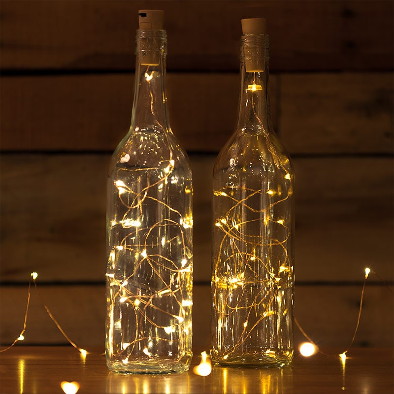 Copper Wire 10 or 20 Lights Wine Bottle Cork - Etsy