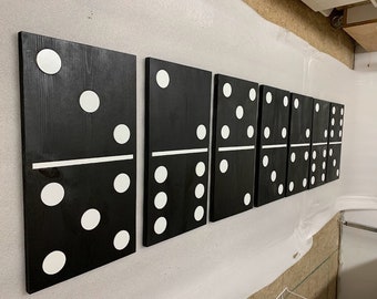 Set of large dominos - 7 dominoes by 11x21 inch each, Large wooden domino, Large wood wall art, Domino Wall Sign, Game Room, Man Cave
