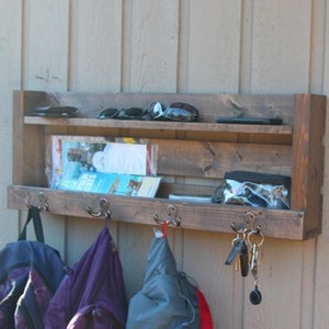 Large Entryway Organizer, Mail organizer, letter holder, key organizer, Rustic Entry Organizer, Keys Phone Mail Holder, Rustic Wood Coat