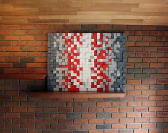 Large Reclaimed Wood wall Art, Woodburning Wood mosaic, Geometric art, Wood wall art , Rustic Wood wall Art, Wood wall sculpture Abstract