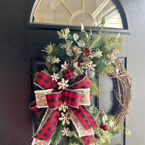 Winter Wreath for Front Door, Porch Decor, Farmhouse Winter Wreath With ...