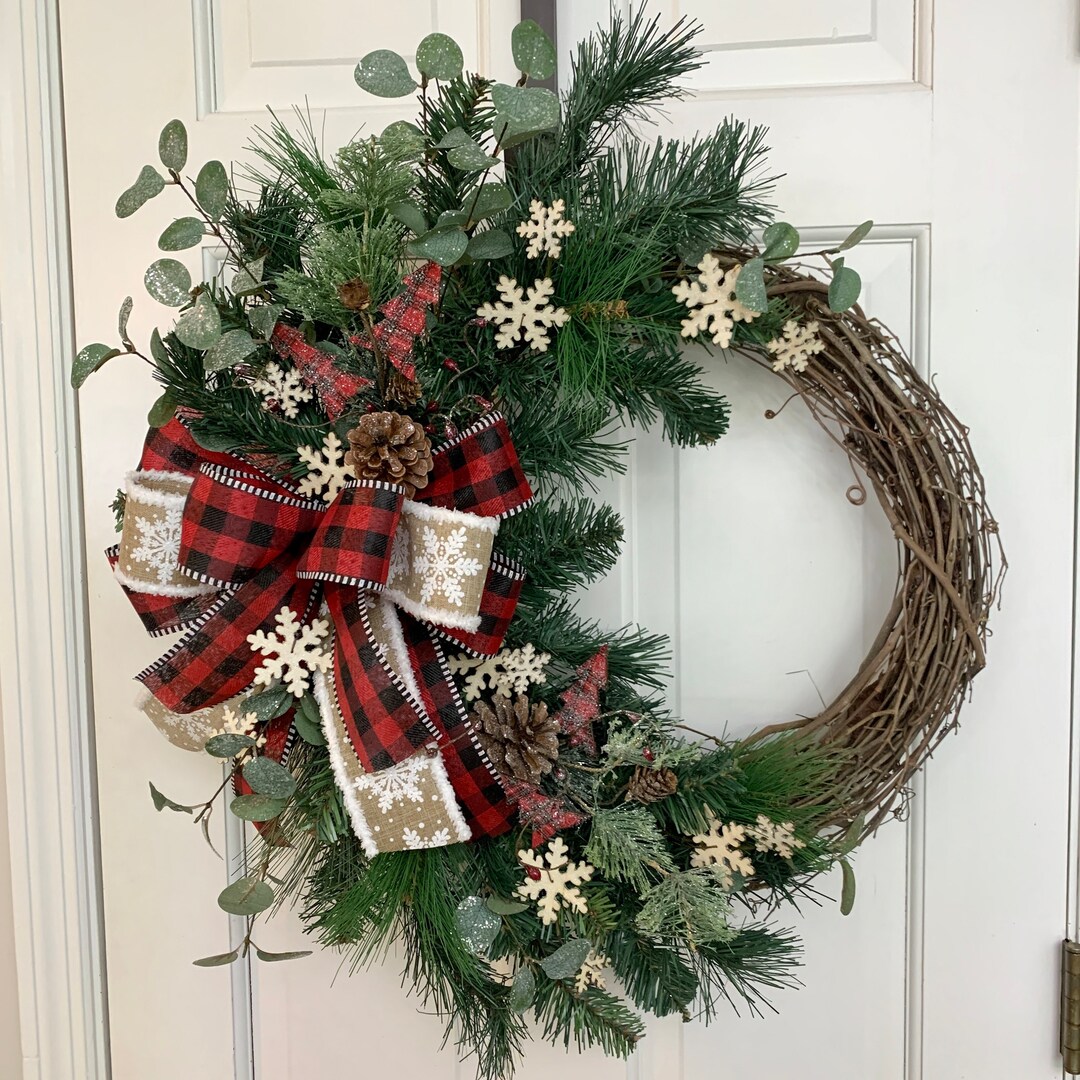 Winter Wreath for Front Door Porch Decor Farmhouse Winter - Etsy