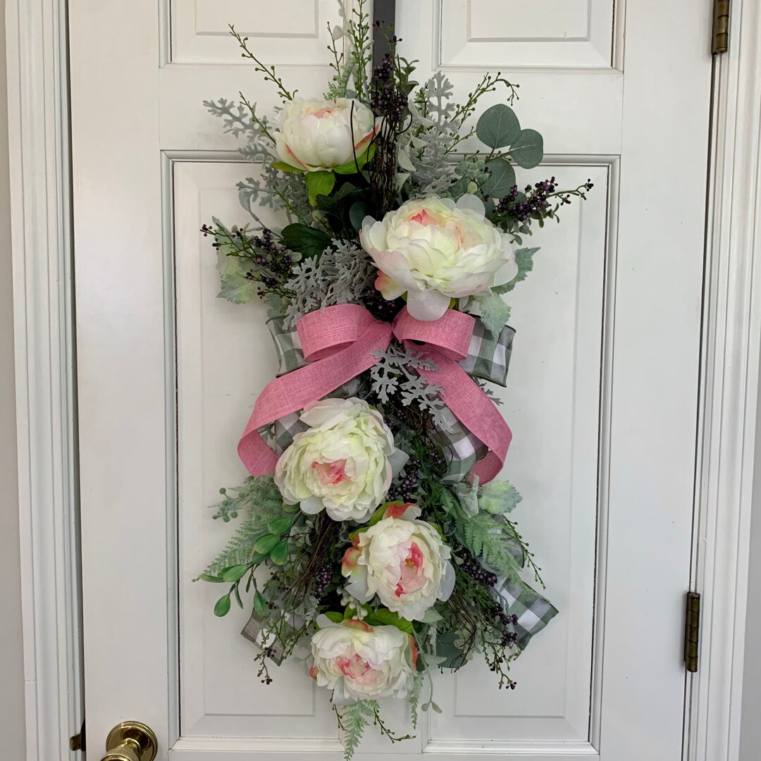 Everyday Peony Swag Wreath for Front Door Artificial Floral Etsy