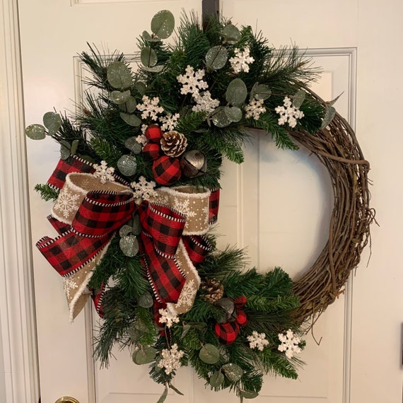 Winter Wreath for Front Door Porch Decor Farmhouse Winter - Etsy