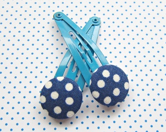 Children's hair clips with dots BLUE TÜRKIS
