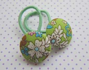 Flower hair tie set apple green for children