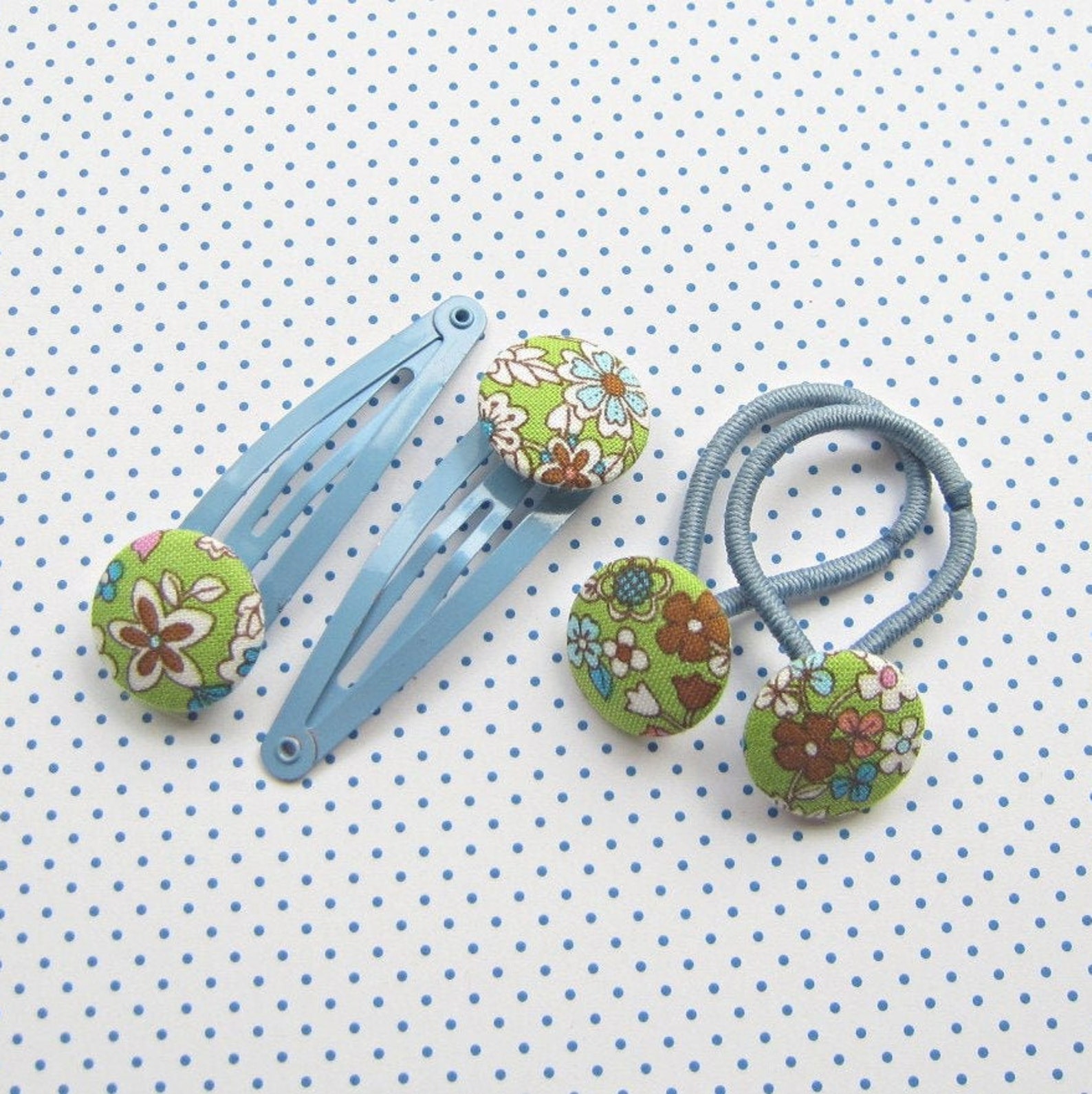 Spring Flowers Children's Hair Clips Green Etsy UK