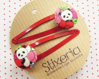 Panda children's hair clips floral