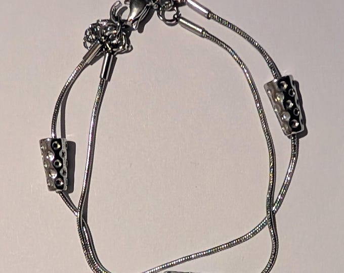 Armband Dubbeglas, 18cm Länge+3 cm Verlängerung,silber
