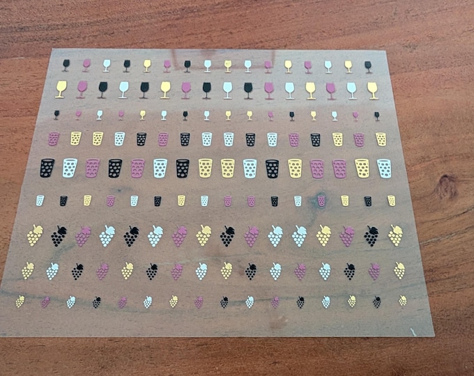Nagelstickerbogen Dubbeglas,Weinglas und Traube