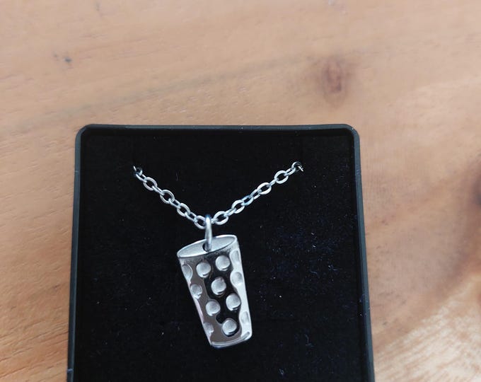 Kette versilbert,aus Edelstahl mit Dubbeglas