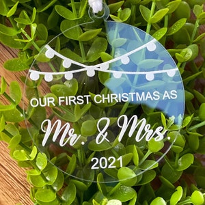 2022 UPDATED Our First Christmas As Mr. & Mrs.  (3 Variations Available) 2022 Ornament - SVG Glowforge Ready , Acrylic, wood