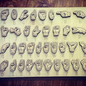 ASL American Sign Language Wood Puzzle SVG Glowforge Ready Archivo Digital