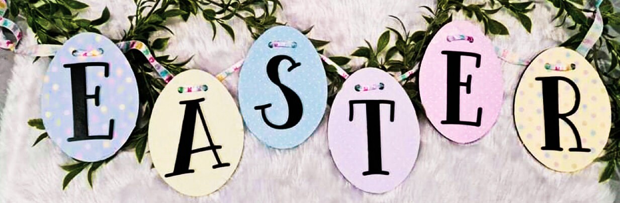 Easter Garland Banner DIY Laser SVG Glowforge Ready Digital - Etsy
