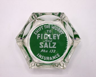 cendrier publicitaire hexagonal vintage - Figley and Salz Insurance