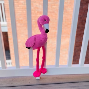 Crochet flamingo, amigurumi bird, handmade stuffed animals and plushies, pink flamingo gifts, Florida birds, tropical decor, pink gifts