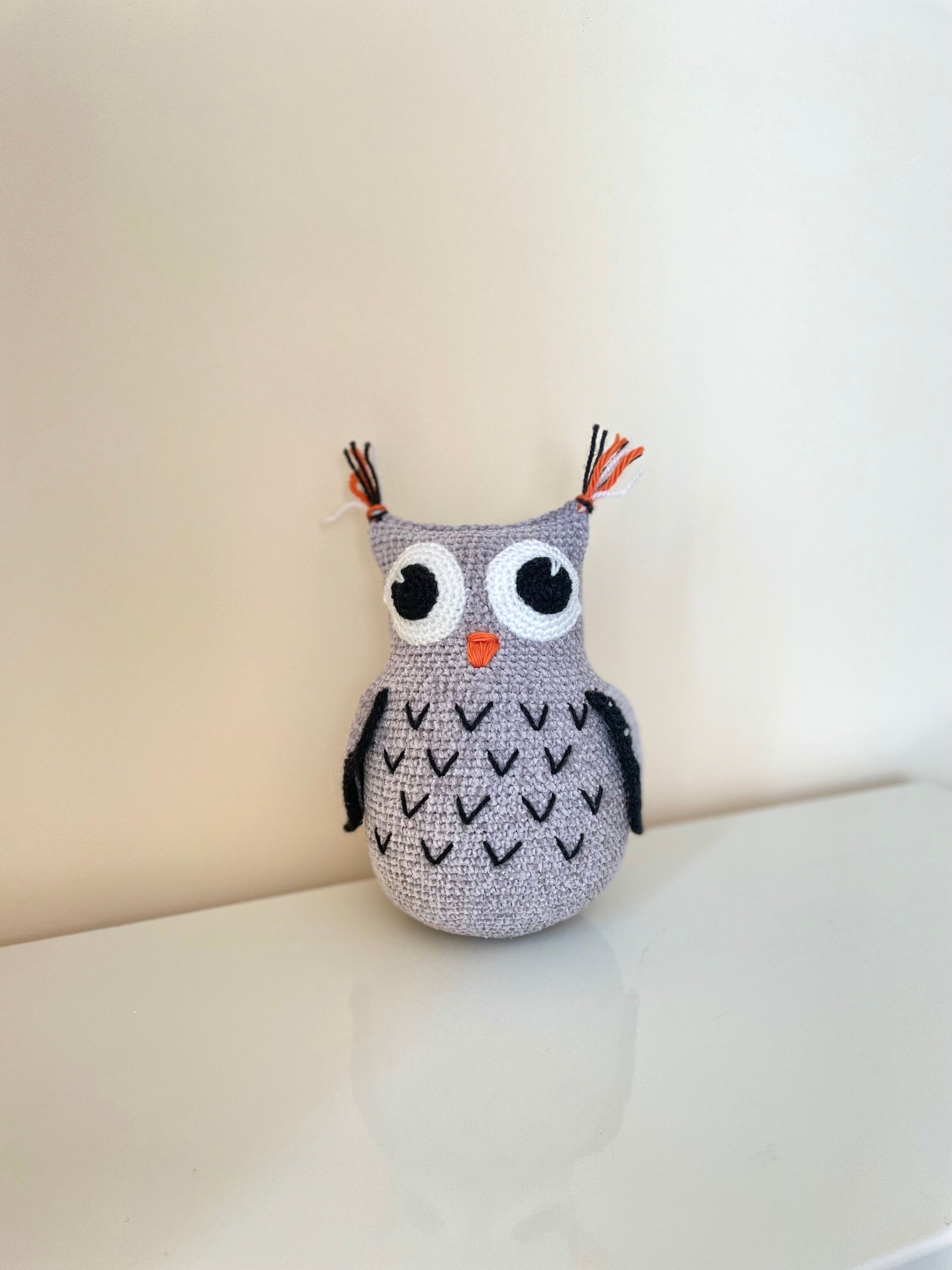 Handmade amigurumi crochet stuffed toy owl. Birthday gift for boys, girls and owl lovers. Christmas