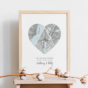 Met comprometido casado mapa impresión digital, regalo de boda para pareja, Hola voy a hacer, regalo de 1er aniversario, regalo de recién casado, regalo de ducha nupcial