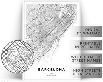 Karte, Barcelona Karte drucken Karte als Wand-Kunst, Kunst, druckbare Karte von Barcelona Geschenke, Barcelona City Map-Wand-Kunst, Barcelona Stadtplan Drucke