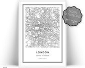 London Map Print, London City Map Wall Art Prints, Printable Map Of London, London Map Wall Art, London Print, Downloadable Art, London Art