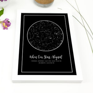 Mappa stellare celeste, regalo per il primo anniversario, mappa stellare personalizzata digitale, mappa delle stelle del cielo notturno, mappa delle stelle stampabile per data, stelle per la prima notte di nozze