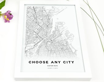 Aangepaste kaart van elke stad afdrukbare muurkunst, gepersonaliseerde kaart cadeau, aangepaste kaart kunst aan de muur print, aangepaste kaart poster elke locatie kaart muurkunst