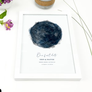 La nostra stampa mappa stellare del primo appuntamento, regalo per l'anniversario del primo appuntamento, arte murale della mappa stellare del cielo notturno, dove abbiamo incontrato la stampa digitale della mappa stellare, il poster della mappa stellare