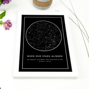 Star Map Imprimable, Cadeau du premier anniversaire, Cadeau d’engagement, Carte personnalisée des étoiles, Art mural imprimable, Cadeau personnalisé, Où nous avons rencontré la carte