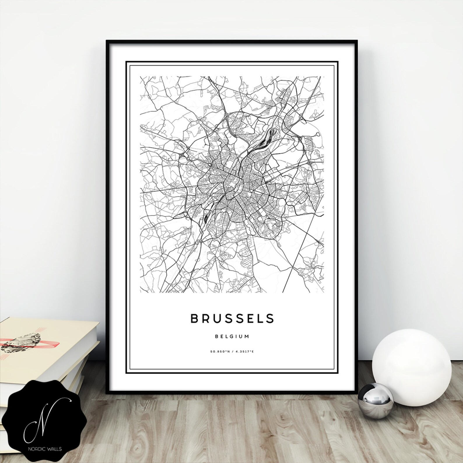 Brussels Map Print Map of Brussels Wall Art Prints Brussels | Etsy