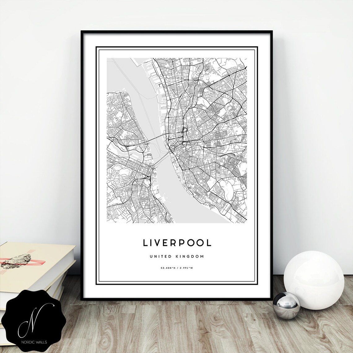 Liverpool City Map Printable Wall Art Map Of Liverpool With | Etsy
