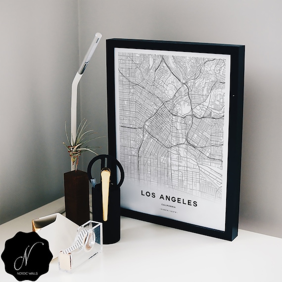 Los Angeles afdrukbare kaart LA City afdrukken Los - Etsy België