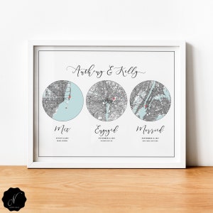 Met Engaged Married Print, Custom Wedding Anniversary Gift For Couple, Hello Will You I Do, Cotton Anniversary Gift, Personalized Gift Idea