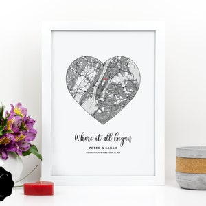 Where We Met Karte, Wo alles begann, personalisierte Karte, Personalisierte Stadt Karte Jahrestag Geschenk, Special Place Custom Map Print