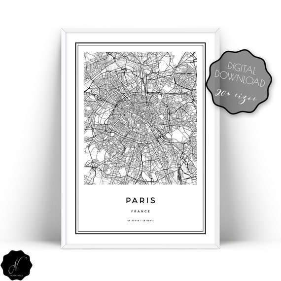 City Map Framed Art Paris Map Printable Wall Art Paris City Map Wall Art Prints | Etsy Singapore