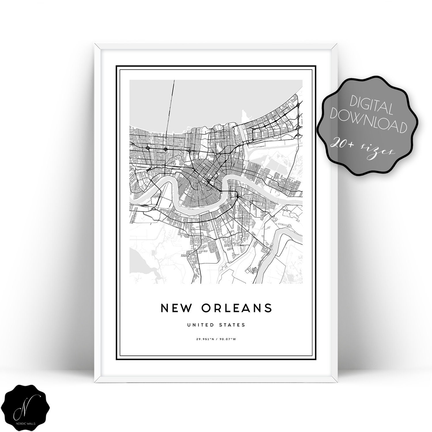 New Orleans Map Print New Orleans City Map Printable Wall Etsy