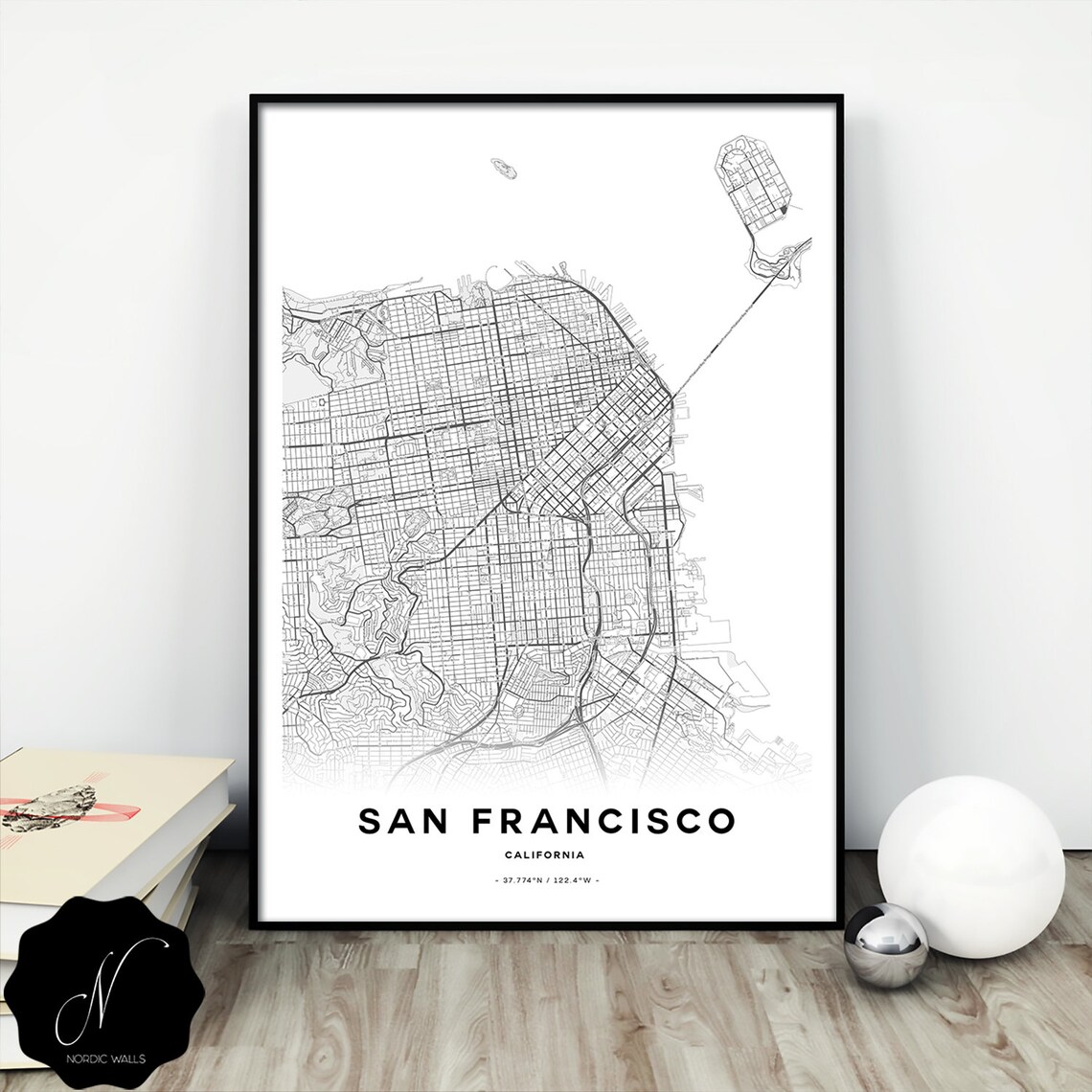 San Francisco Map Printable Wall Art Map as Art Printable | Etsy