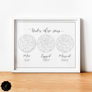 Constellation Map Print, Met Fiancé Marié Star Map Wall Art, Cadeau d’anniversaire de mariage pour couple, Star Map Par Date Cadeau personnalisé